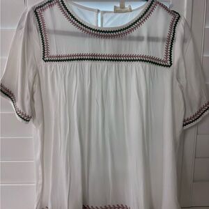 Women's Embroidered White Peasant Top